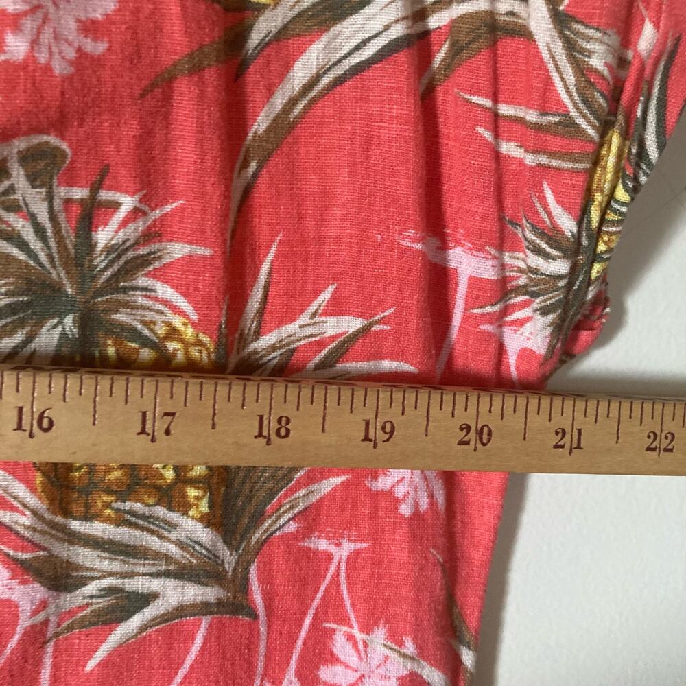 Old Navy Linen Blend Pineapple Tropical Print Shirt Dress Medium Beach Vacay - Picture 11 of 11